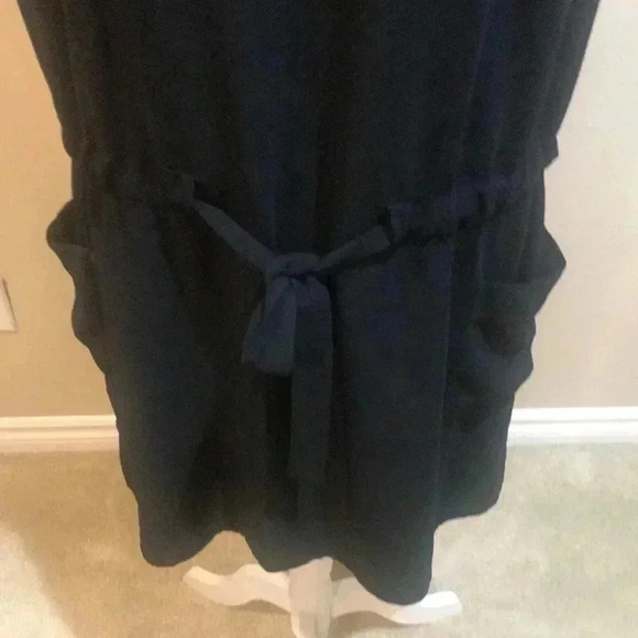 Asos design Black Midi Adjustable Waist Tie Belt Oversized w/Pockets Dress-10 - Picture 5 of 9